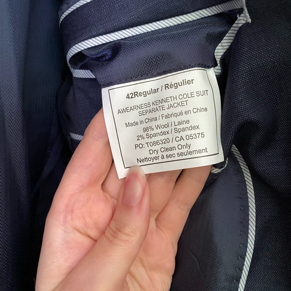 Kenneth Cole Navy Suit Blazer Jacket sz 42R - Picture 12 of 13